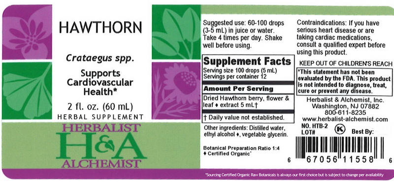 Hawthorn Extract (Herbalist Alchemist) Label