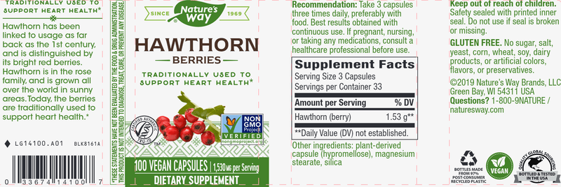 Hawthorn Berries (Nature's Way) Label