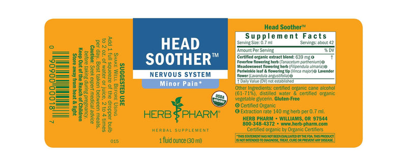 Head Soother Compound label | Herb Pharm