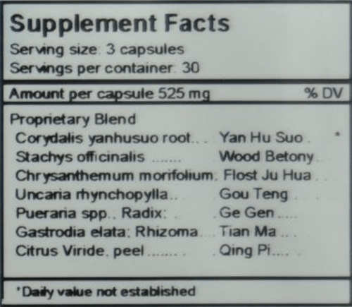 Headache Release (Pacific BioLogic) Supplement Facts