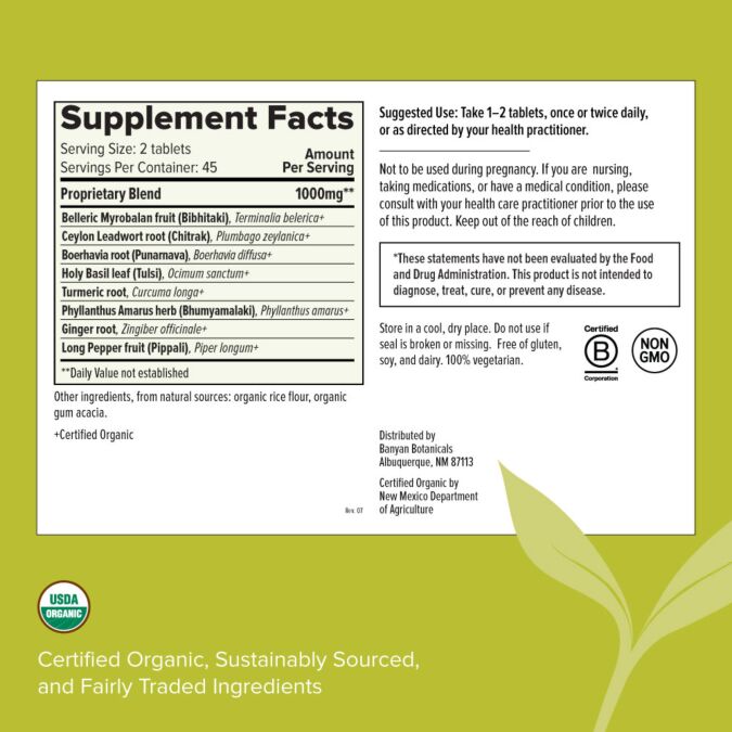 Healthy Kapha (Organic) (Banyan Botanicals) Label