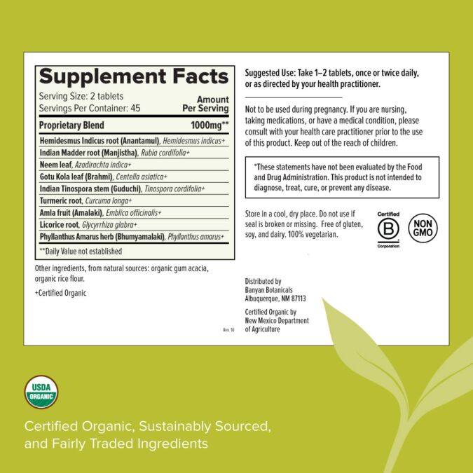 Healthy Skin Organic (Banyan Botanicals) Label