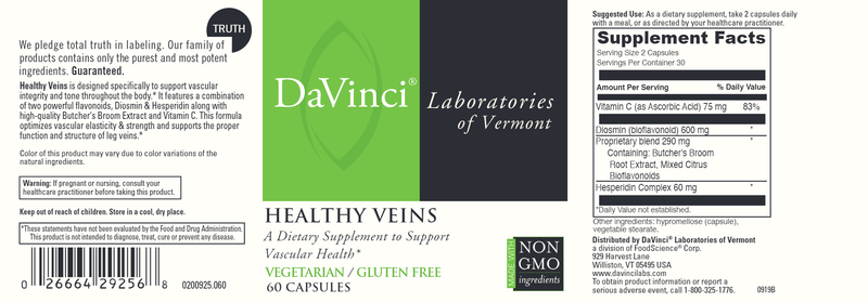 Healthy Veins (DaVinci Labs) Label