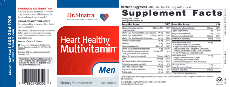 Heart Healthy Multivitamin For Men (Dr. Sinatra) Label