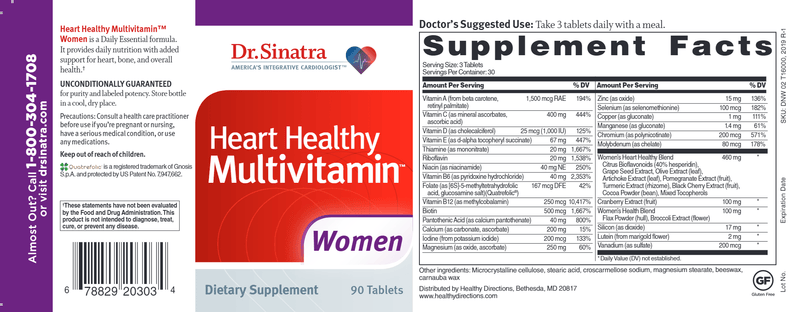 Heart Healthy Multivitamin For Women (Dr. Sinatra) Label