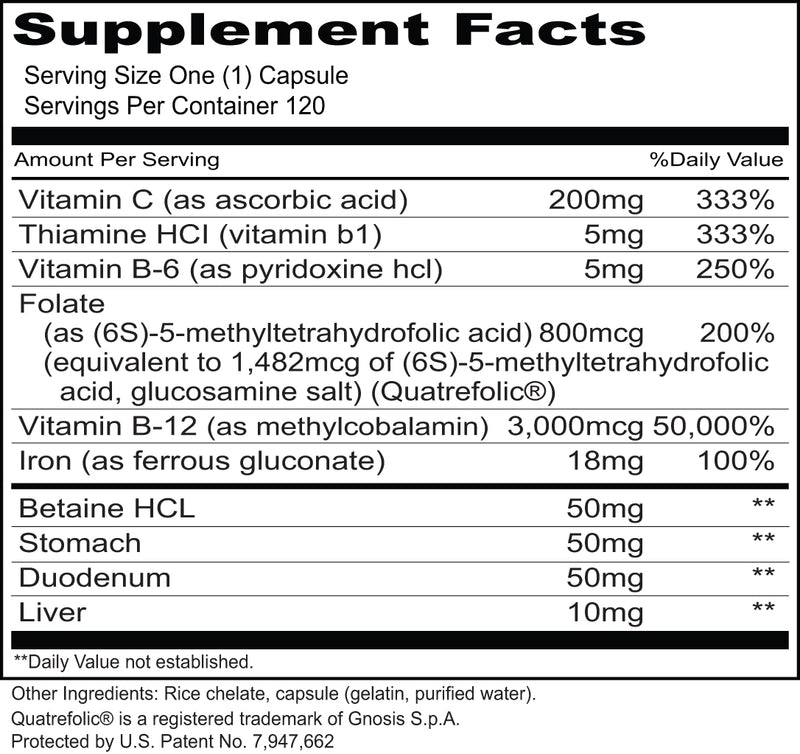 Hemo-X (Priority One Vitamins) Supplement Facts