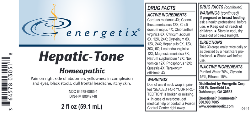 Hepatic-Tone (Energetix) Label
