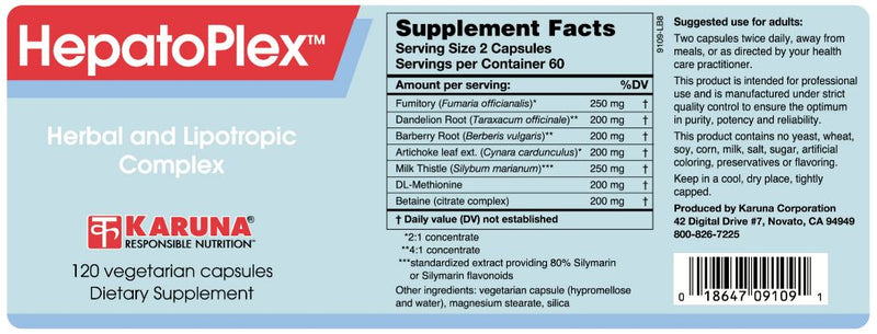 HepatoPlex (Karuna Responsible Nutrition) Label
