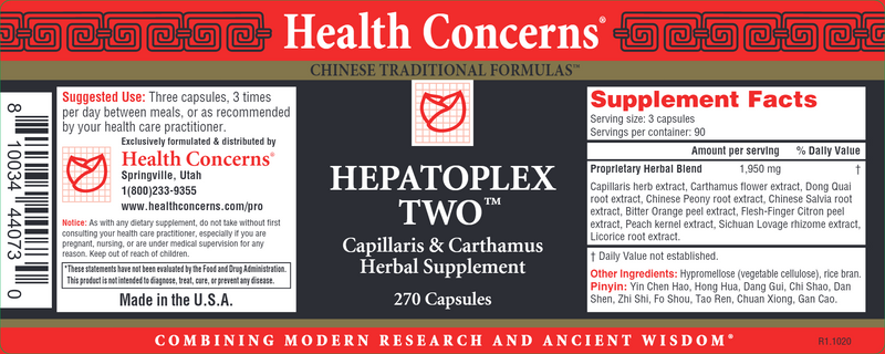 Hepatoplex Two (Health Concerns) Label
