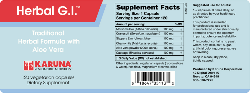 Herbal GI (Karuna Responsible Nutrition) Label