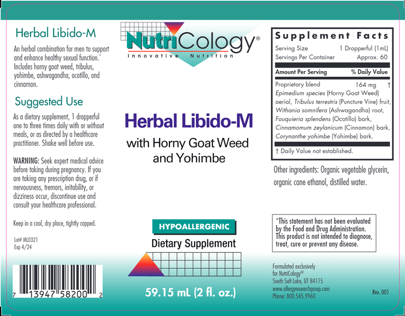 Herbal Libido-M (Nutricology) Label