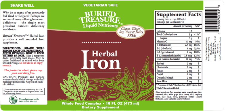 Herbal Iron Buried Treasure Label