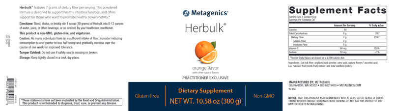 Herbulk Orange (Metagenics) Label
