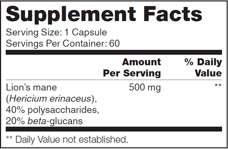 Hericium Erinaceus SAP (NFH Nutritional Fundamentals) Supplement Facts