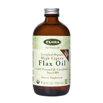 High Lignan Flax Oil Certified Organic 8.5oz (Flora) Front
