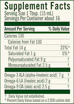 High Lignan Flax Oil Certified Organic 8.5oz (Flora) Supplement Facts