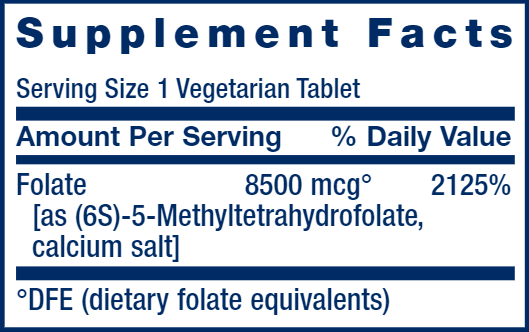High Potency Optimized Folate (Life Extension) Supplement Facts