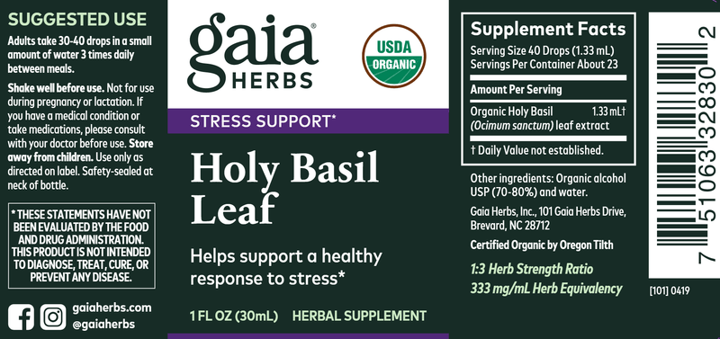 Holy Basil (Gaia Organics®) (Gaia Herbs) Label