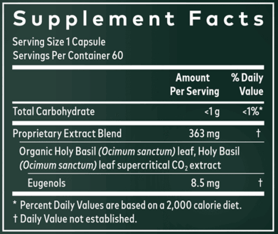 Holy Basil Leaf (Gaia Herbs) supplement facts