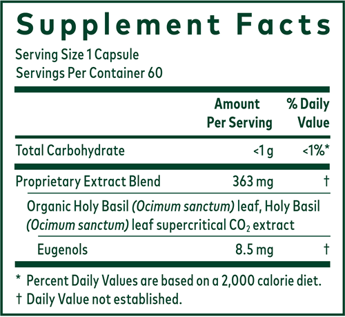Holy Basil (Gaia Herbs Professional Solutions) supplement facts