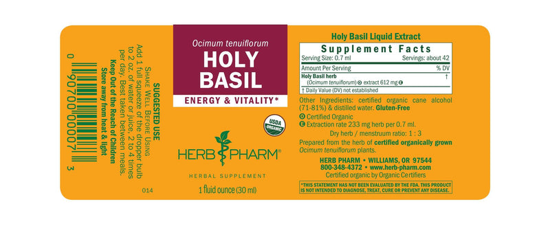 Holy Basil 1oz label | Herb Pharm