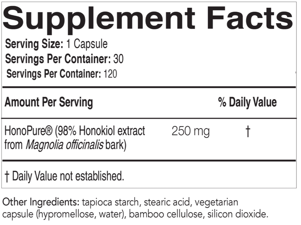 HonoPure Supplement Facts Label