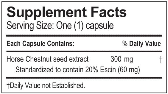 Horse Chestnut Extract Progena Supplement Facts