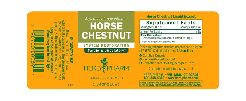 Horse Chestnut 1oz label | Herb Pharm