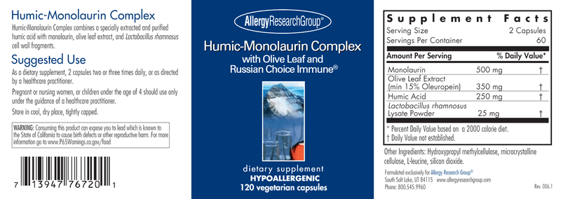 Humic-Monolaurin Complex (Allergy Research Group)