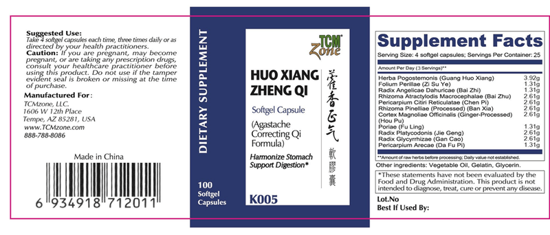 Huo Xiang Zheng Qi (TCMzone) Label