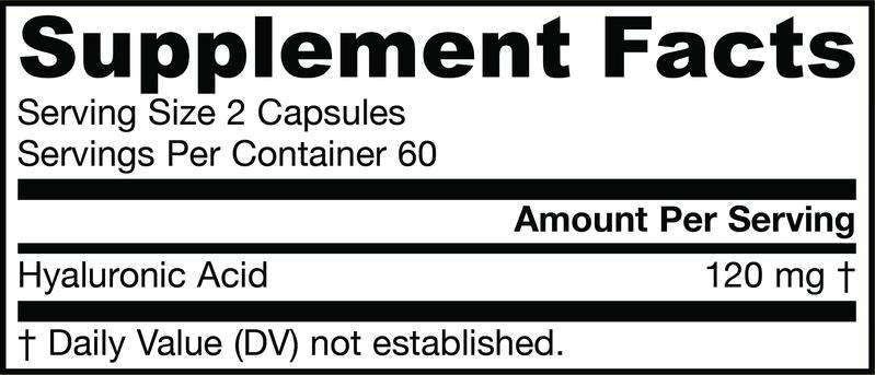 Hyaluronic Acid 120ct Jarrow Formulas supplement facts