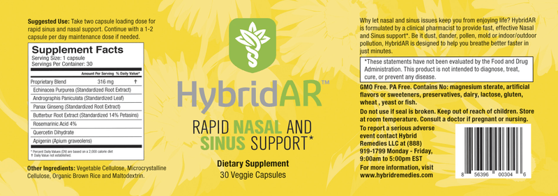 HybridAR Rapid Nasal & Sinus (Hybrid Remedies) Label