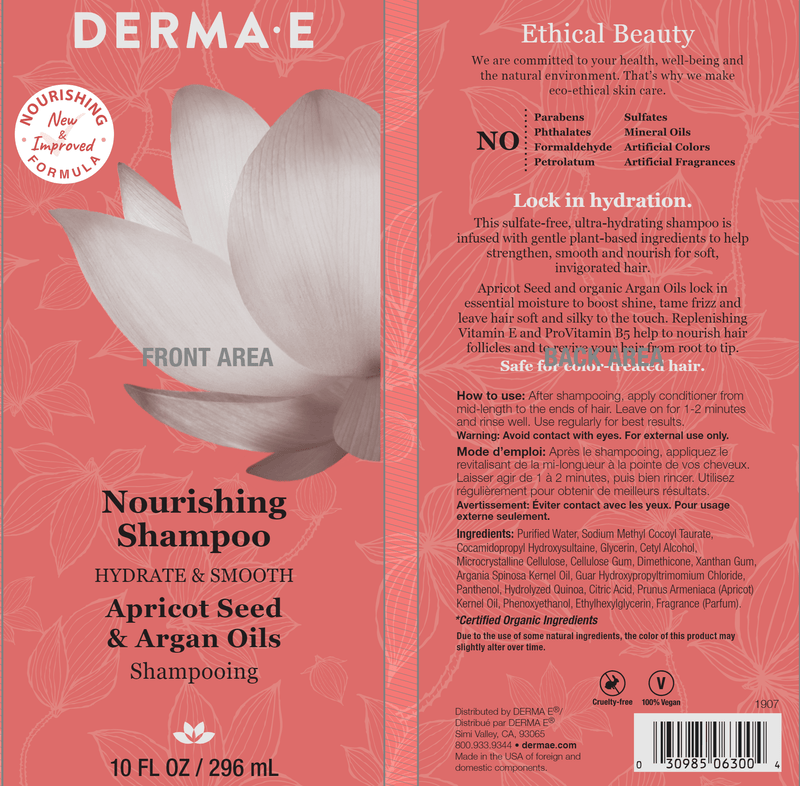 Hydrate Smooth Nourish Shampoo (DermaE) Label