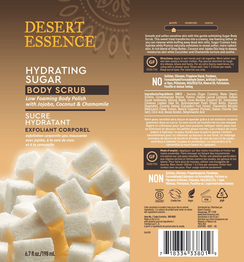 Hydrating Sugar Body Scrub (Desert Essence) Label