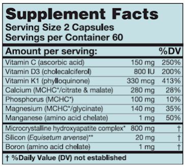 HydroxyCal (Karuna Responsible Nutrition) Supplement Facts