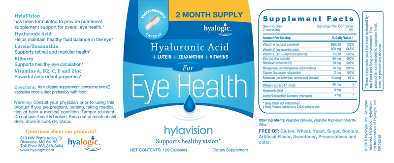 Hylavision Eye Health with HA (Hyalogic) Label
