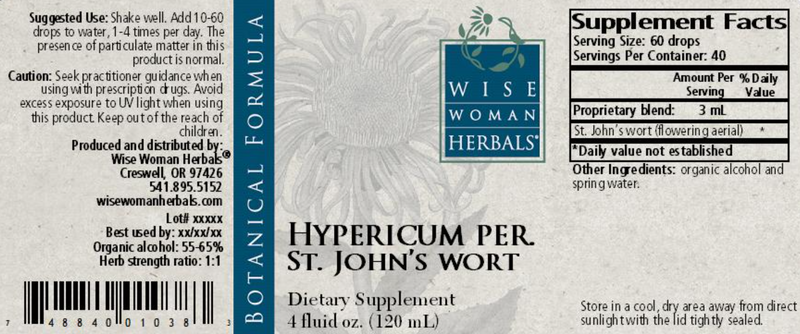 Hypericum/St. John's wort (Wise Woman Herbals) Label