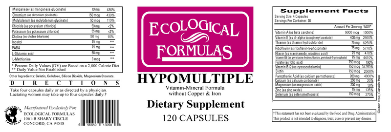 Hypomultiple without Cu/Fe (Ecological Formulas) Label
