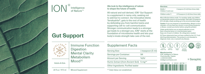 ION* gut support (ion intelligence of nature) label