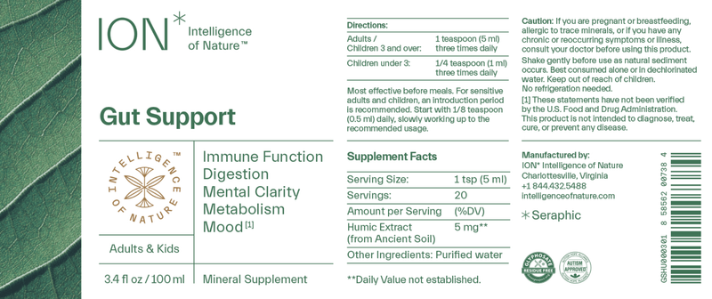 ION* gut support (ion intelligence of nature) label