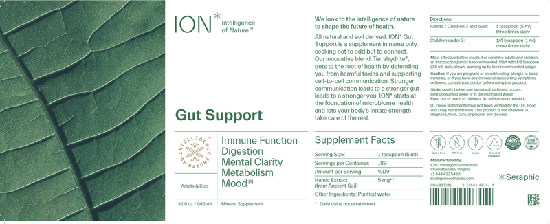 ION* gut support (ion intelligence of nature) label