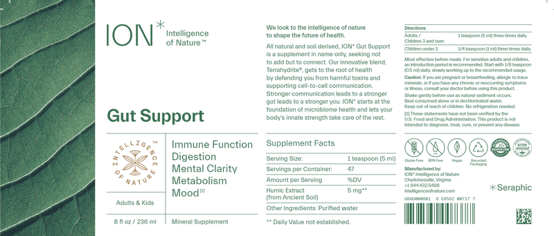 ION* gut support (ion intelligence of nature) label