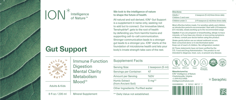 ION* Gut Support (ION Intelligence of Nature) 8oz Label