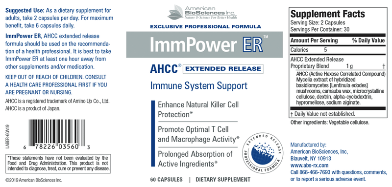 ImmPower ER AHCC (American BioSciences) Label