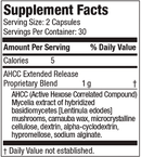 immpower er ahcc american biosciences supplement facts