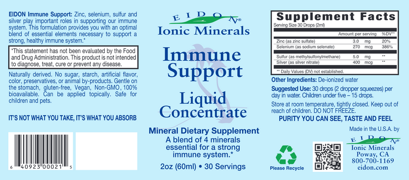 Immune Support Liquid (Eidon) Label
