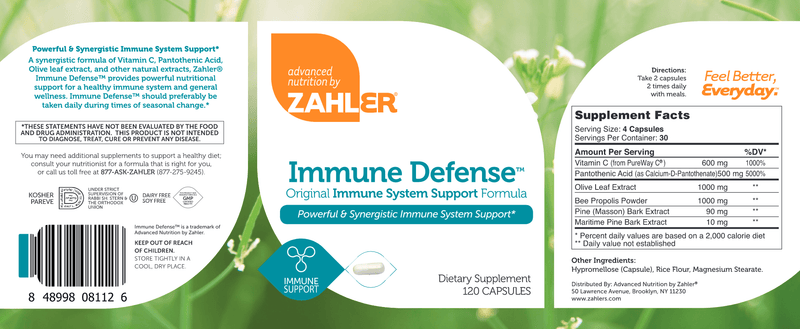 Immune Defense (Advanced Nutrition by Zahler) Label