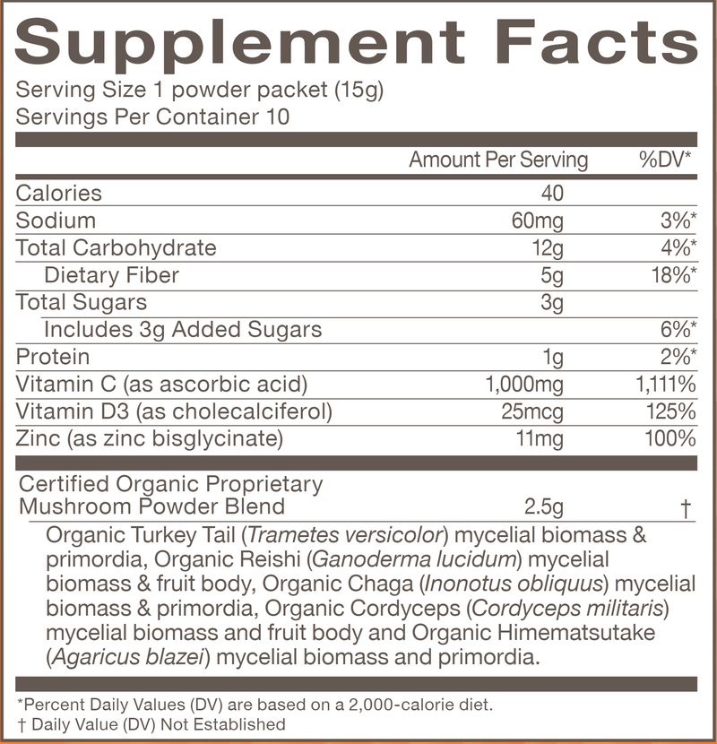 Immune Mult Boost Orange/Elderberry (Om Mushrooms) supplement facts