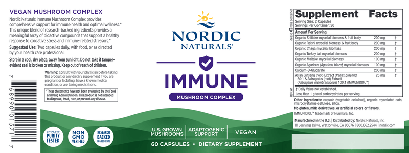 Immune Mushroom Complex Nordic Naturals Label