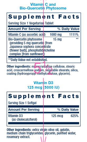 Immune Packs with Vitamin C & D Zinc and Probiotic (Life Extension) Supplement Facts